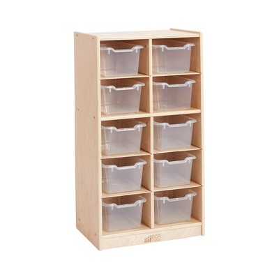 ECR4Kids 10 Cubby School Storage Cabinet - Rolling Cabinet with Tray Slots