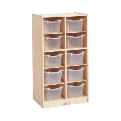 20 Cubby Mobile Tray Cabinet with 20 Scoop Front Storage Bins