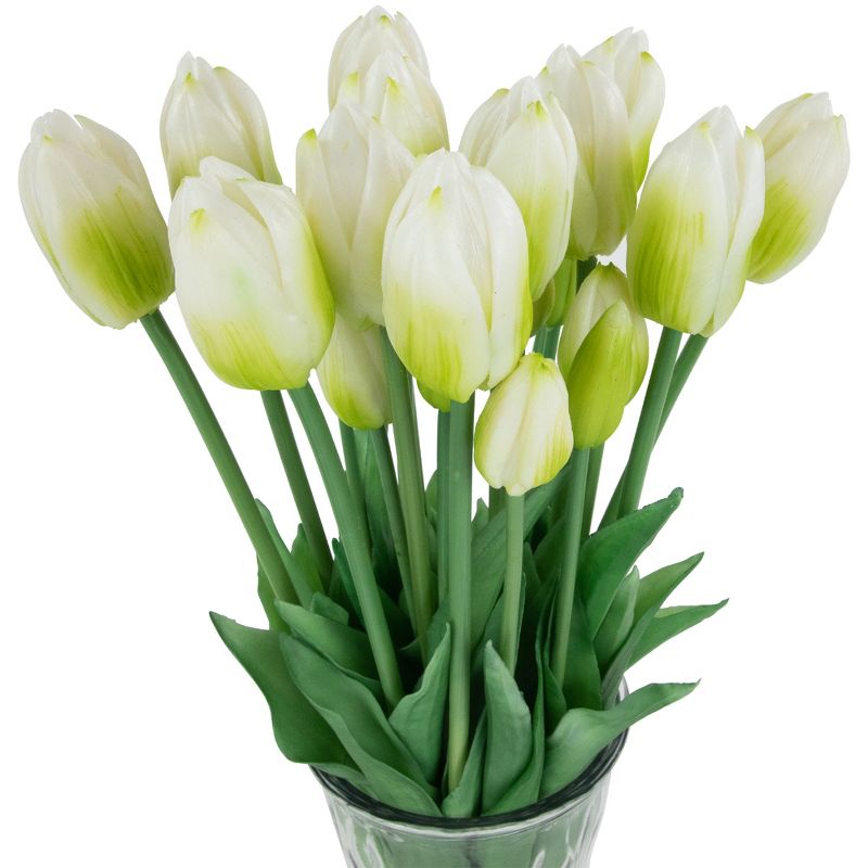 Northlight Real Touch™ White and Green Artificial Tulip Floral Bundles, Set of 6 - 18", 5 of 9