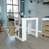 Gulches Modern Kitchen Island, 36"H, Three Open Side Storage Shelves, Push-to-Open Cabinet, White/Macadamia - 2 of 4