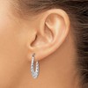 Black Bow Jewelry 4mm x 26mm Polished 14k White Gold Twisted Oval Shrimp Hoop Earrings - 3 of 4