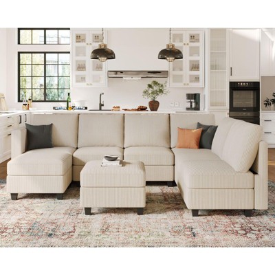 Belffin Modular Sectional Couch U Shaped Corduroy Sectional Sofa with Chaise Convertible Modern Sectional Sofa Couch
