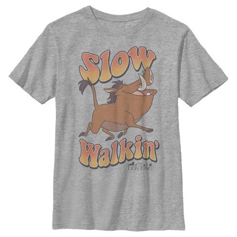 Boy s Lion King Pumbaa Slow Walkin T Shirt Athletic Heather Small