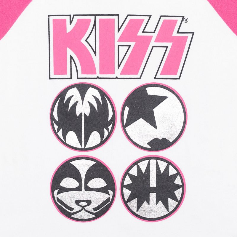 KISS Rock Band Little Girls 2 Pack Ringer Raglan Graphic T-Shirt Pink/White/Black , 5 of 6