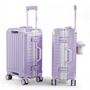 SUGIFT 20"/28" Zipperless Luggage, ABS+PC Hard Shell Suitcases with Spinner Wheels TSA Approved Aluminum Frame Luggage with Cup Holder - 1 of 4