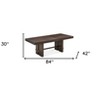 HomeRoots 84" Dark Brown Wood Self-Storing Leaf Trestle Base Extension Dining Table - 3 of 4