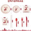 215 PCS Christmas Paper Plates and Napkins, Christmas Disposable Party Supplies Decorations - 2 of 4