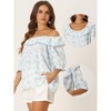 Allegra K Women's Floral Smocked Ruffled Round Neck Half Puff Sleeves Blouse - 2 of 4