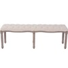 vidaXL Bench Linen Solid Wood 59.1 in. x 15.7 in. x 18.9 in. Cream White - 2 of 4