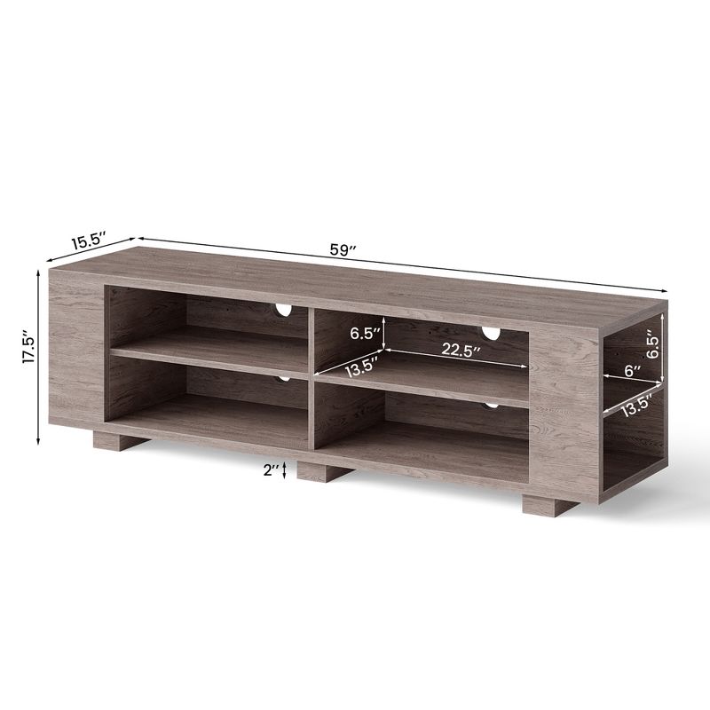 Costway 59'' Wood TV Stand Console Storage Entertainment Media Center w/ Adjustable Shelf, 4 of 10