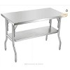 48x30" Stainless Steel Prep Table with Undershelf - Heavy-duty workstation with metal adjusting foot for kitchen. - 2 of 4