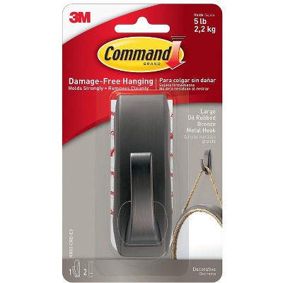 Command Modern Reflections Large Metal Hook Oil Rubbed Bronze 1 Hook 24358311