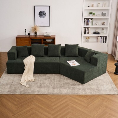 Modern Modular Chenille Sectional Sofa with Memory Foam,Deep Seat Comfortable 2-Seater Couch for Living Room, Bedroom, or Apartment–The Pop Home