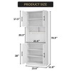 Coolmee Kitchen Bar Pantry Cabinet with RGB Light, Tall Hutch with Microwave Stand, Barn Doors and 2 Open Shelves, Cupboard for Dining Room - 2 of 4
