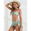 INSPIRE CHIC Women's O Ring Bandeau Ribbed Bikini Sets Triangle Bottoms with Cover Up Bottoms Swimwear Bathing Suits 3 Pieces - 4 of 4