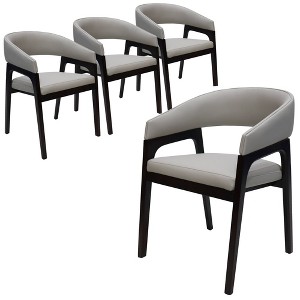 Leisuremod Cali U-Shaped Dining Arm Chair with Leather Upholstery, Open Back Design for Modern Kitchen and Home, Set of 4 - 1 of 4