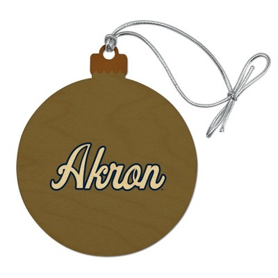University of Akron Secondary Wood Christmas Tree Holiday Ornament