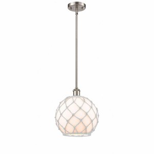 Farmhouse Rope - 1 Light Stem Hung Mini Pendant In Industrial Style-13 Inches Tall and 10 Inches Wide - 1 of 1
