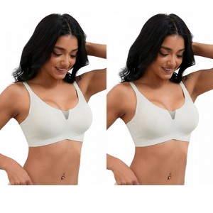 INSPIRE CHIC 2 Pcs Women's Mesh Wirefree Adjustable Straps Padded Comfortable Push Up Bras - 1 of 4