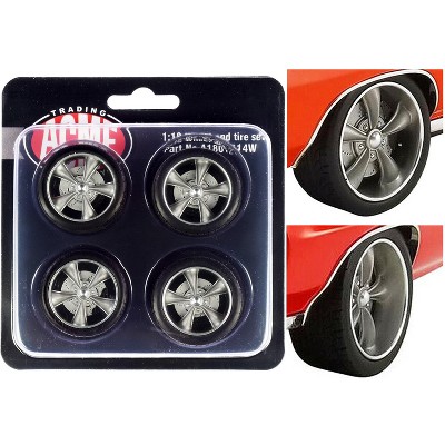 Street Fighter Torque Thrust Wheel and Tire Set of 4 pieces from "1970 Pontiac GTO Street Fighter "The Prosecutor" 1/18 by ACME