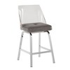 Inspire Q Set of 2 24" Svana Chrome Finish Velvet Swivel Counter Height Barstools Gray: Modern Acrylic Frame, Upholstered - 4 of 4