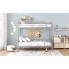 Okak Full Over Full Bunk Bed with Ladder and Safety Guardrail Metal Loft Bunkbeds for Kids, Girls, Boys Easy Assemble Space-Saving, Silver - 2 of 4