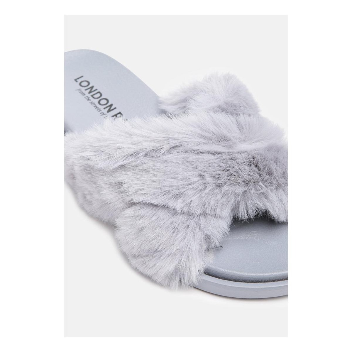 Обувь London Rag Womens Homey Fur Slip-On Flats Grey 10 — фото 2