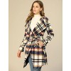 INSPIRE CHIC Women's Shawl Collar Belted Asymmetrical Hem Plaid Coat - 4 of 4