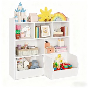GustoWave Toy Storage Cabinet with Movable Drawers, Kids Bookshelf with Hidden Wheels, Multifunctional Storage Organizer for Playroom - 1 of 4