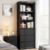 Garvee Modern Black 70" Tall Bookcase with 3 Drawers and 3 Open Shelves, Glossy Farmhouse Bookshelf Storage Cabinet - 4 of 4