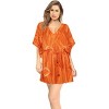 HAPPY BAY Women's House Daily Routine Evening Wear Vacation Casual Dailywear Holiday Relaxed Fit Caftan Short Loungewear 2X-3X Orange, Tie Dye Design - 3 of 4