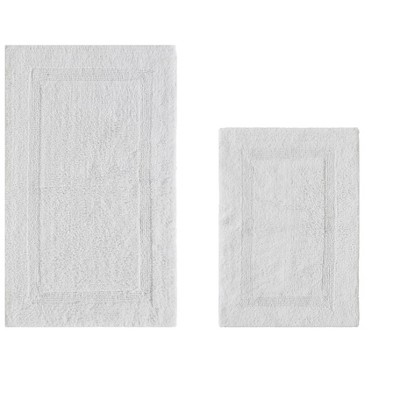 Lux Premium 100% Cotton Tufted Solid Reversible 2 PC Bath Rug Set – Ultra-Soft, Water-Absorbent, Durable, Machine Washable Bathroom Rug