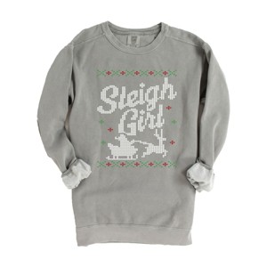 Simply Sage Market Ugly Sweater Sleigh Girl Garment Dyed Sweatshirt - 1 of 4