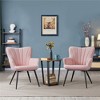 Yaheetech Set of 2 Modern Pleated Curved Back Fabric Accent Chair Living Room Dining Room Bedroom - 2 of 4