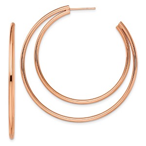 Chisel Stainless Steel Polished Rose IP-plated Hoop Earrings - 1 of 4