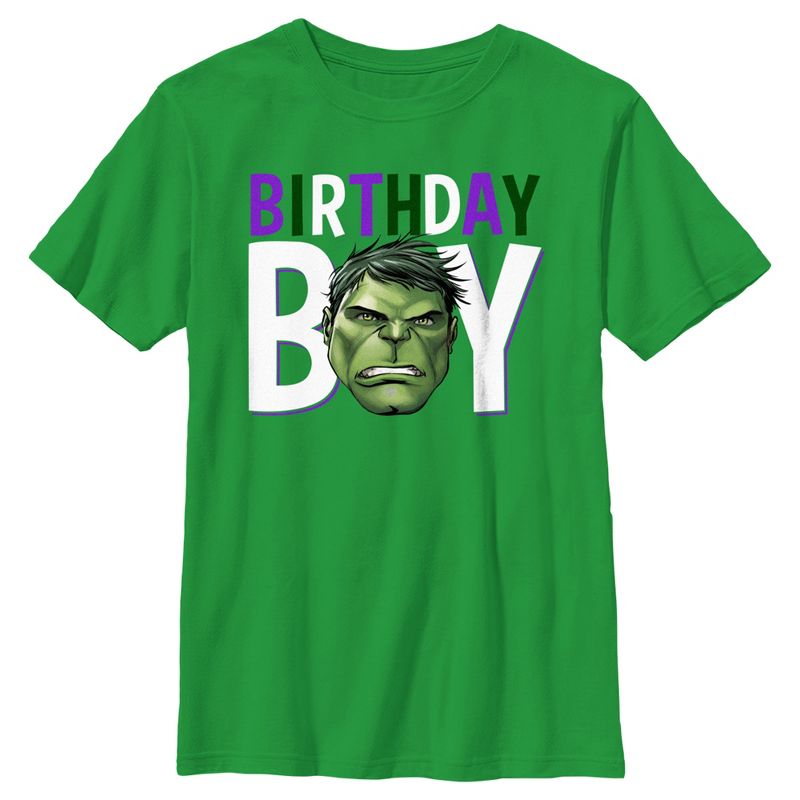 Boy's Marvel Birthday Boy Hulk Face T-Shirt, 1 of 5