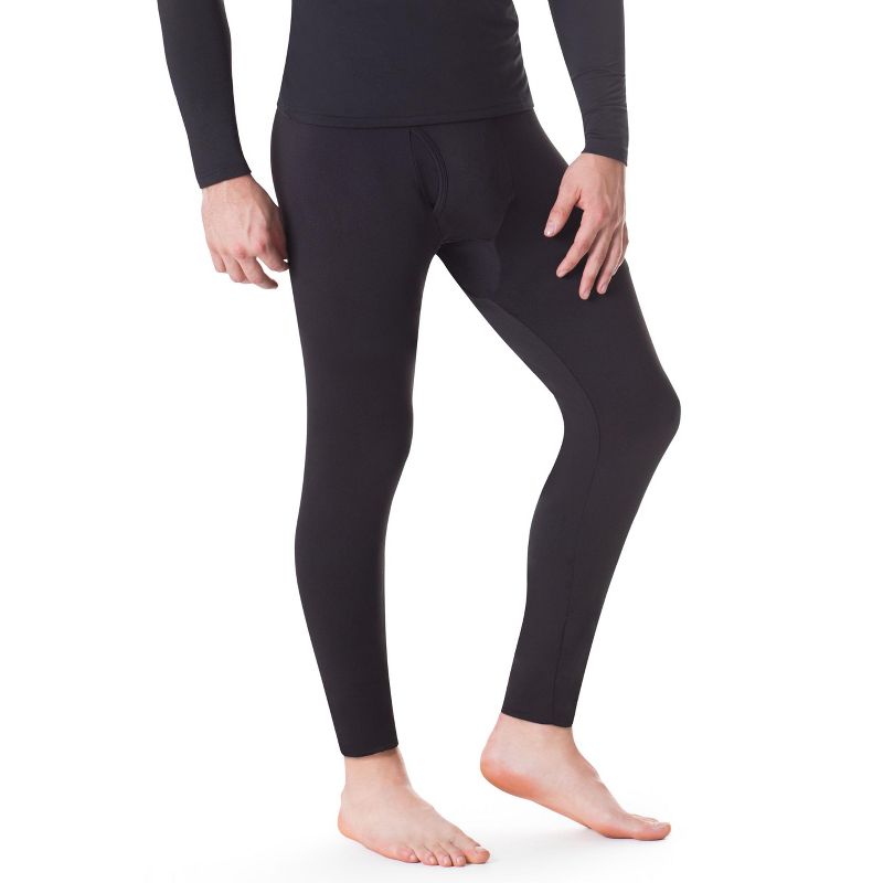 Rocky Men's Thermal Bottoms Long John Base Layer Underwear Pants Insulated For Outdoor Ski Warmth/Extreme Cold Pajamas (Black - Small)