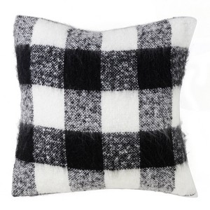 20"x20" Oversize Faux Mohair Buffalo Plaid Square Throw Pillow - Saro Lifestyle - 1 of 3