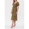 August Sky Women's Polka Dot Puff Sleeve Pleated Front Midi Dress - 3 of 4