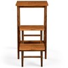 Costway 3 Tier Folding Step Stool 3-in-1 Rubber Wood Ladder Storage Shelf Coffee/Brown/Natural/White - 3 of 4