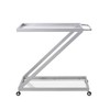 Modern Z Shaped Bar Cart, Iron Service Cart With Tempered Glass Shelves, Rolling Casters, Bar Cart With Handle - 2 of 4