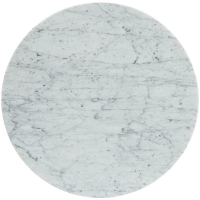 Modern 20" Round White Marble Side Table with Aluminum Base