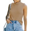 Womens Sleeveless Pullover Sweater Turtleneck Sweater Knt Tank Tops - 2 of 4