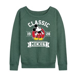 Women's - Disney - Mickey Classic 1928 Lightweight French Terry Wide Neck Long Sleeve Shirt - 1 of 4