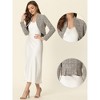 Allegra K Women's Elegant Cardigan Plaid Open Front Office Shrug Long Sleeve Cropped Bolero Top - 2 of 4