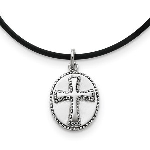 Black Bow Jewelry Boldness, Milgrain Cross Necklace in Sterling Silver - 1 of 4