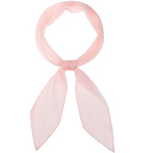 INSPIRE CHIC Women Pleated Pure Chiffon Long Solid Color Semi Sheer Stretchy Neck Scarves 1Pc - 1 of 4