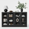 PexFix 62" W x 36" H Large Sideboard Buffet Cabinet with 4 Glass Doors 2 Adjustable Shelves for Kitchen Living/Dinning Room Bedroom Entryway Black - 3 of 4