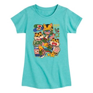 Girls' - Instant Message - Kpop Streetwear Girl Fitted Short Sleeve Graphic T-Shirt - 1 of 4