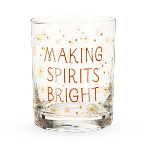 Blush Making Spirits Bright Rocks Glasses, 12 oz Festive Whiskey Glasses with Gold Snowflake Design, Holiday Cocktail Glassware, Set of 1 - 1 of 2